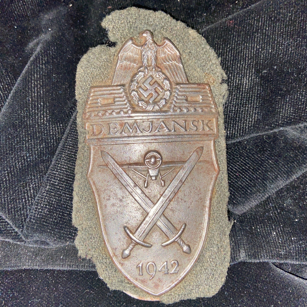 Nazi Germany, Demjansk Arm Shield, 1942, with original backing and all pins, scarce