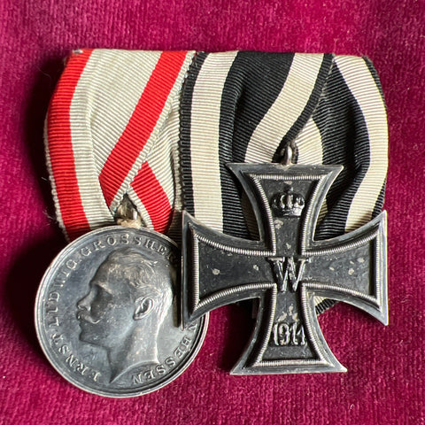 Imperial Germany, Hessen State Medal of Merit & Iron Cross 1914-18 pair