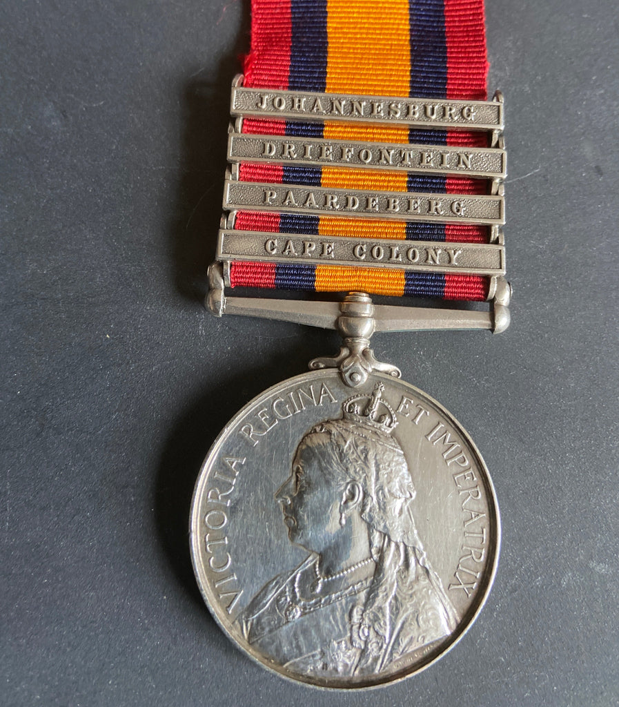 Queen's South Africa Medal, 4 bars: Johannesburg, Driefontein, Paardeburg & Cape Colony, to 3240 Private G. Freegard, 2 Battalion, Duke of Cornwall Light Infantry