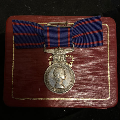 Royal Household Long and Faithful Service Medal to Gladys Mary Bell, for 20 years service, 1946 - 1966, on a ladies bow, she served at Kensington Palace, domestic work