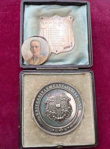 Cambridge University Boat Club Medal, 1911, to Temporary Lieutenant A. C. Bulmer, Head of the Lent Race, later he went on to serve in the General List & East Yorkshire Regiment, 12th Bn.
