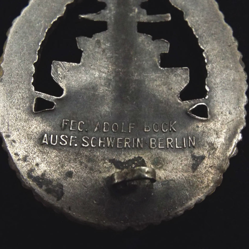 Nazi Germany High Seas Fleet Badge, marked on reverse: FEC. ADOLF BOCK AUSF. SCHWERIN BERLIN